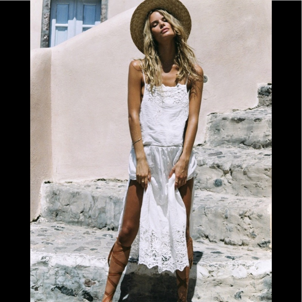 Spell Magnolia White midi Dress medium